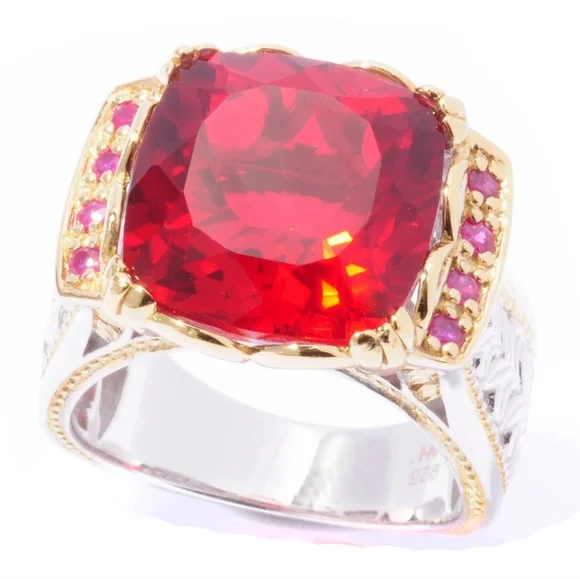 Authentic Michael Valitutti Red Quartz & Rubies Ring Sterling Silver & 18k Sz 6! - Picture 1 of 6